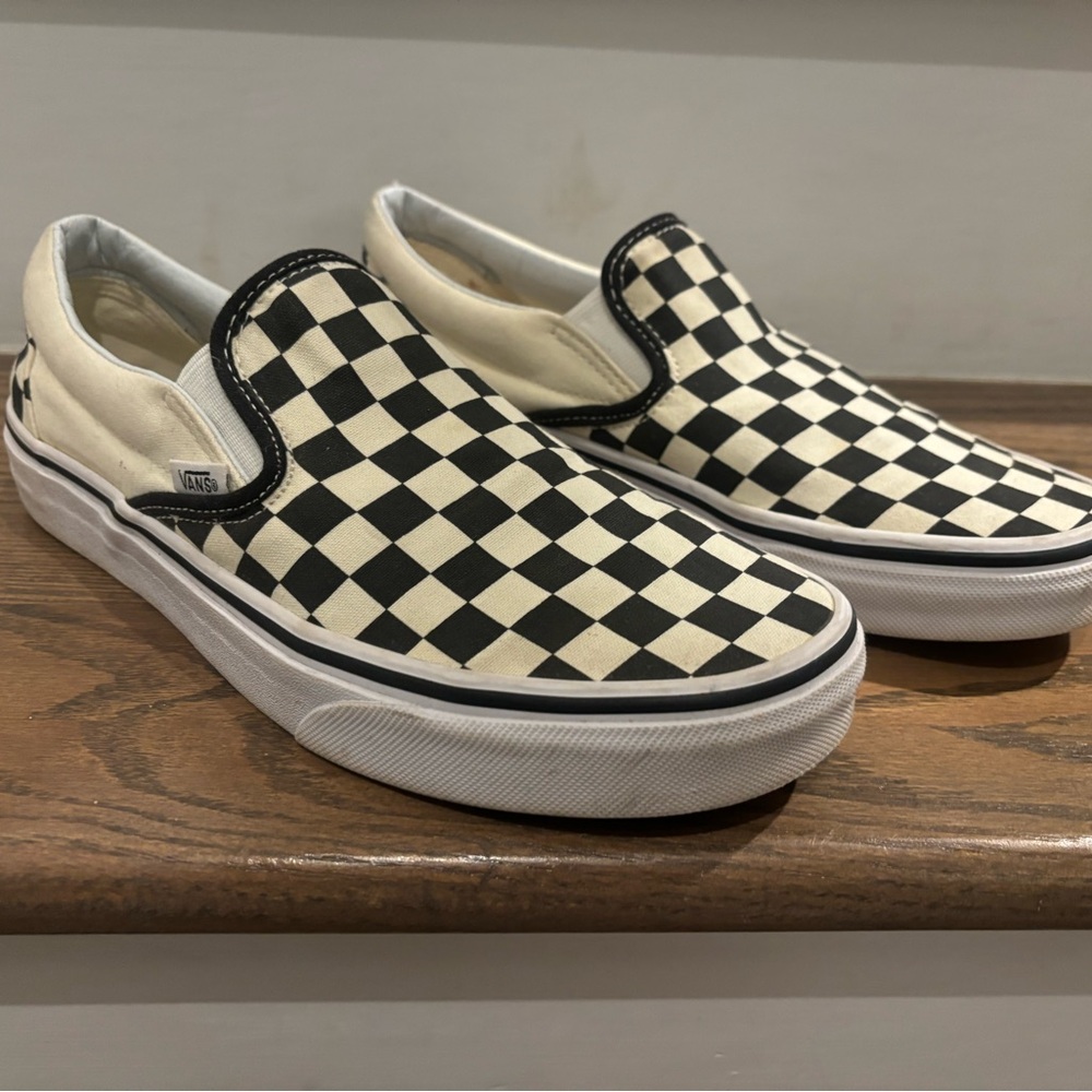 Vans Black and White Checkerboard Slip-Ons